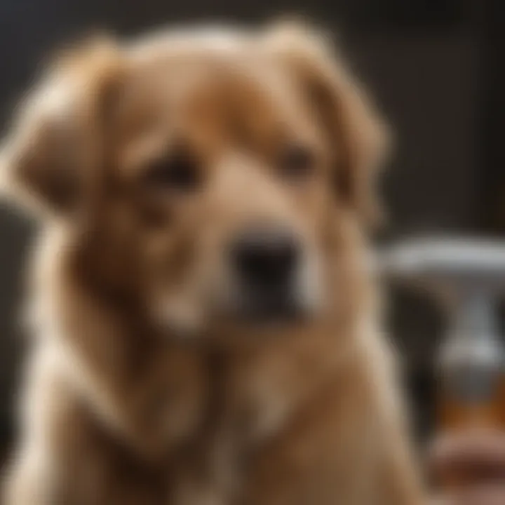 Close-up of a pet being treated with Adams Flea and Tick Spray