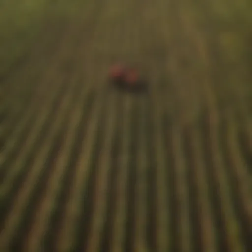 Aerial view of a vast agricultural landscape showcasing diverse crops