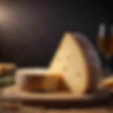 A beautifully aged cheese wheel with an appealing rind