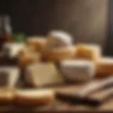 A selection of artisan cheeses showcasing diverse textures and colors