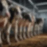 Automated milking machine in action with cows