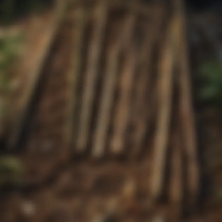 Bamboo sticks in a compost heap, promoting sustainable gardening