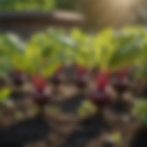 Vibrant beet seedlings in a garden bed