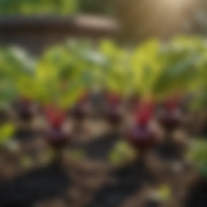 Vibrant beet seedlings in a garden bed