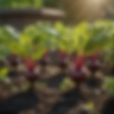 Healthy Beet Seedlings in a Flourishing Garden Vibrant beet seedlings in a garden bed