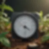 A digital hygrometer displaying humidity levels