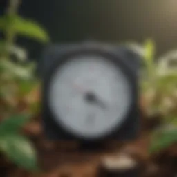 A digital hygrometer displaying humidity levels