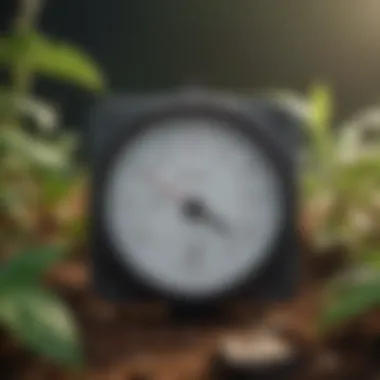 Precision in Measuring Humidity A digital hygrometer displaying humidity levels