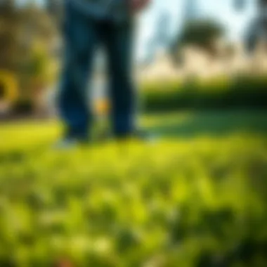 Healthy fescue grass lawn post weed treatment