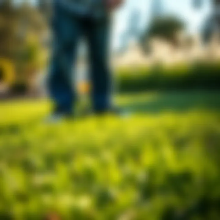 Healthy fescue grass lawn post weed treatment