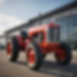 Exterior view of Campbell Tractor dealership showcasing a wide range of agricultural equipment