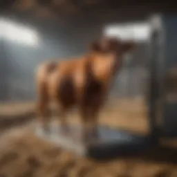 A modern cattle scale in use at a farm