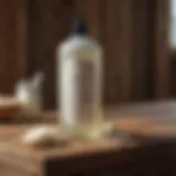 Detailed view of cattle whitening shampoo ingredients on a rustic wooden table