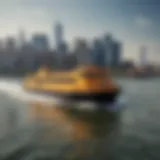 A picturesque view of the Circle Line Ferry navigating the New York Harbor.