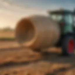 Collapsible round bale feeder in a pasture