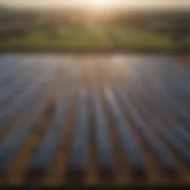 A solar farm illustrating advancements in renewable energy technology.