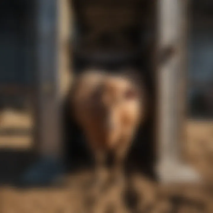 Squeeze chute being used for livestock