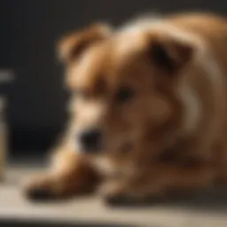 Veterinary professional examining a dog