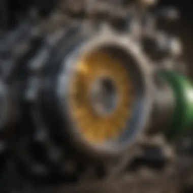 Close-up of John Deere engine components