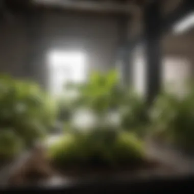 Rockwool cubes being utilized in a hydroponic garden setup