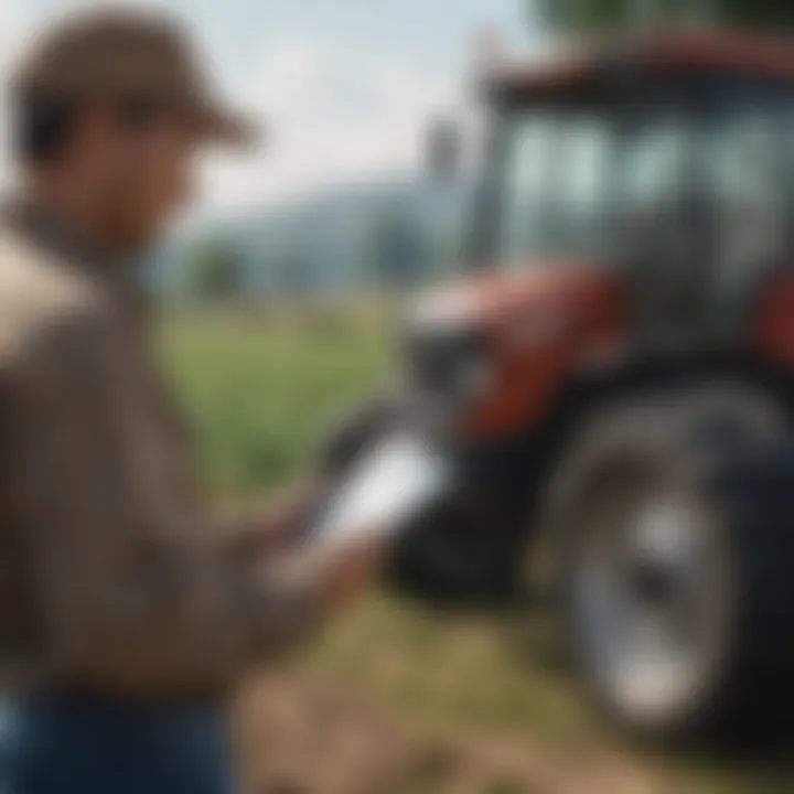 Farmers analyzing data through mobile devices