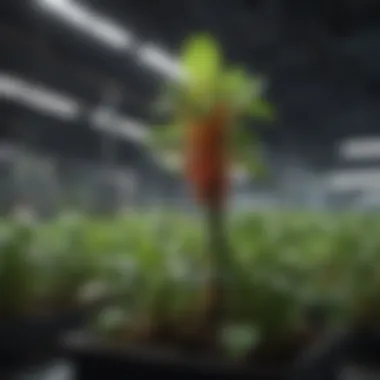 Variety of plants thriving in a hydroponic system