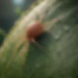 Close-up of spider mite infestation on a leaf