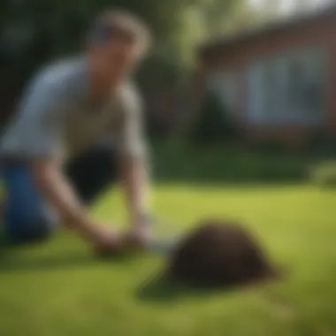 Professional Assessment of Lawn for Sod Laying Professional landscaper assessing a lawn