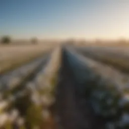 Cotton fields ready for harvest under a clear blue sky