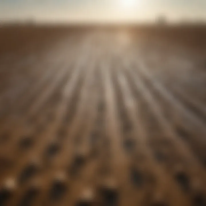 A barren field showcasing the effects of water scarcity on crop growth