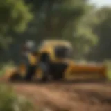 Cub Cadet tractor with a plow attachment in action