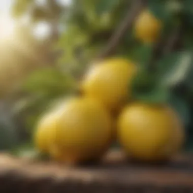 Close-up of lemon fruits on a branch