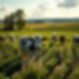 A lush dairy farm landscape showcasing sustainable practices