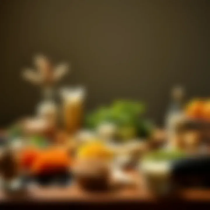 Balanced Dairy Vegetarian Meal A serene table setting with plant-based foods and dairy items