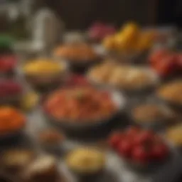 Colorful array of foods highlighting those to avoid during lactation