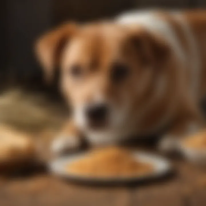 Dog enjoying a healthy meal with wheat germ