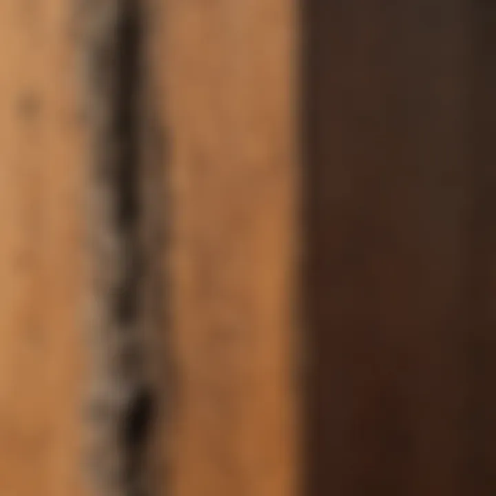 Close-up of a wooden post treated with preservative, showing durability
