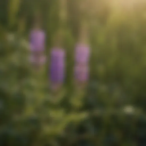 Close-up view of vetch weed in a field