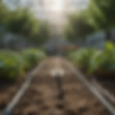 Intricate drip irrigation system in a greenhouse