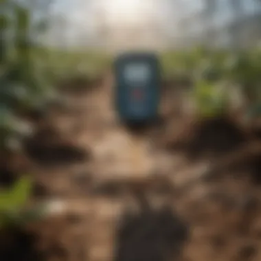 Soil Moisture Monitoring Moisture meter measuring soil hydration