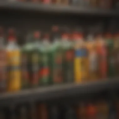 Various insecticide bottles on a shelf