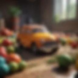 Colorful toys stimulating visual development