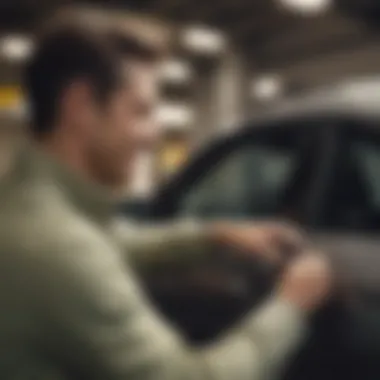 Exemplary Customer Experience Happy customer receiving keys for a rental car