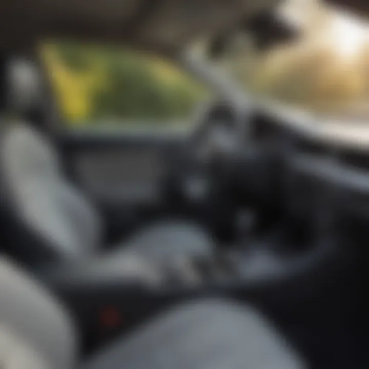 Interior view of a modern rental car showcasing features