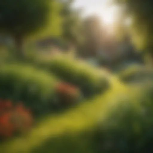 A lush green yard featuring different types of grass.