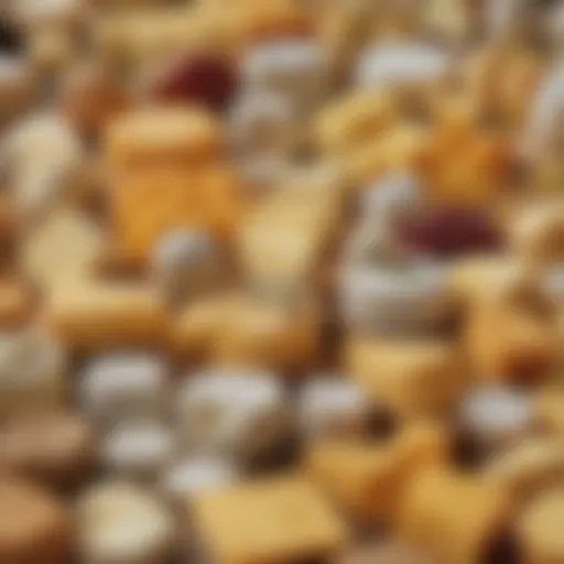 A detailed illustration of various cheese types and their biochemical properties.
