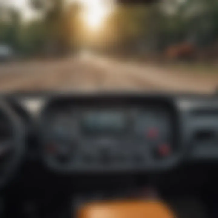 Close-up of skid steer controls and dashboard