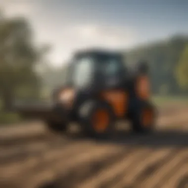 Operator in Control of Skid Steer A skilled operator maneuvering a skid steer