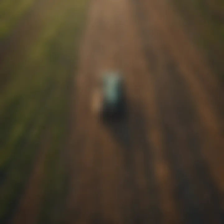 Aerial view of a sustainable farm with diverse crops