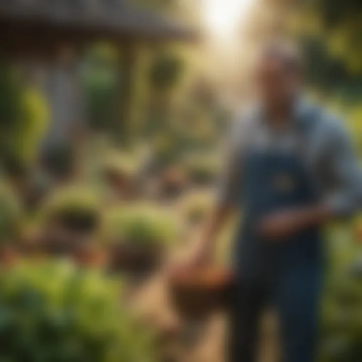 Sustainable farming practices being employed in a garden